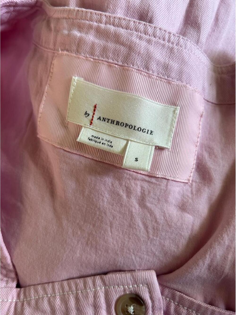 Anthropologie Pink Long Sleeve Button Front Dress Size Small - Picture 3 of 4